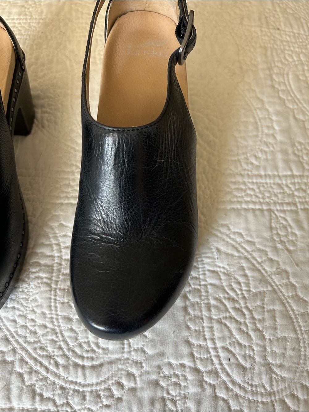 Dansko Black Leather Slingback Clog with Stud Trim - Picture 7 of 7